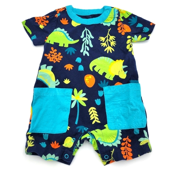 Wonder Nation Dinosaur Infant Romper 0-3 Months - Picture 1 of 3